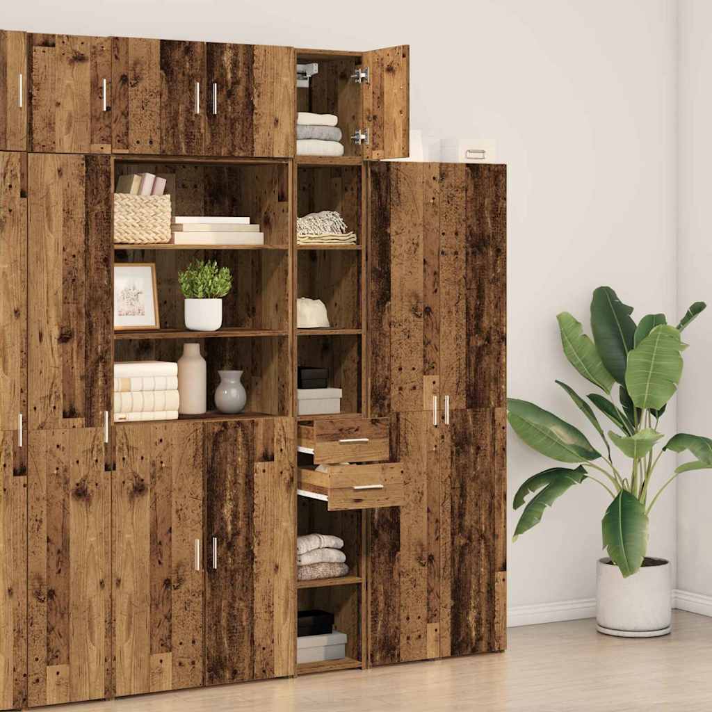 Opbevaringsskab 2 stk. Gammelt træ 30 x 42,5 x 225 cm
