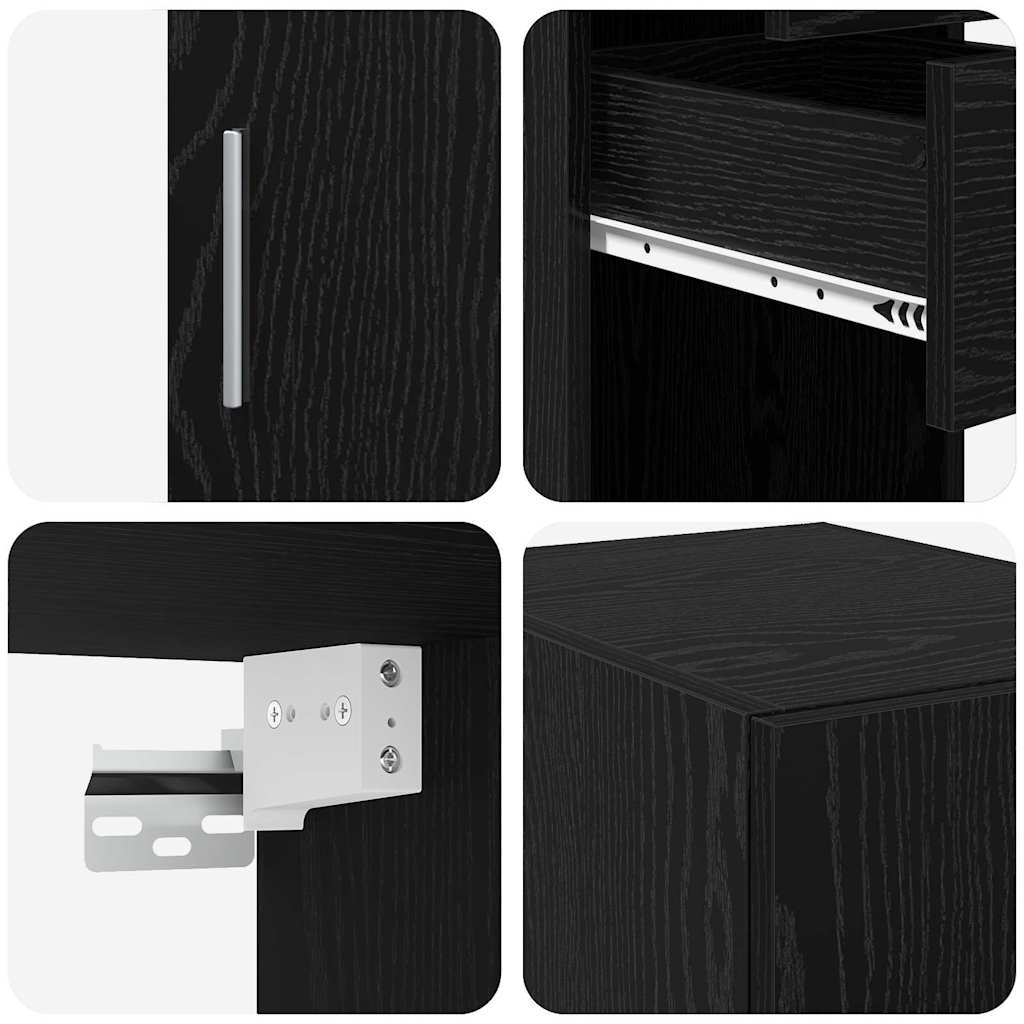 Opbevaringsskab 2 stk. Sort eg 30 x 42,5 x 225 cm