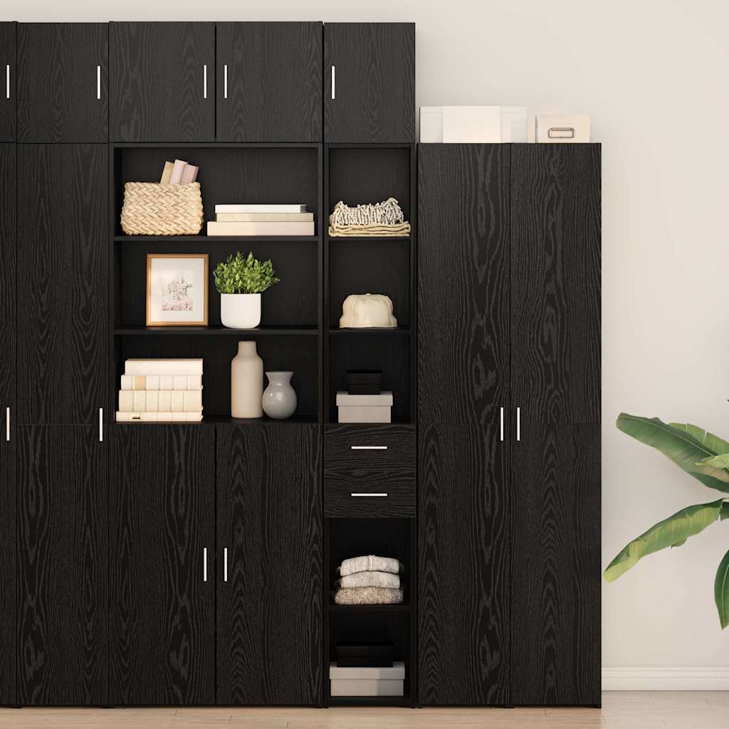 Opbevaringsskab 2 stk. Sort eg 30 x 42,5 x 225 cm