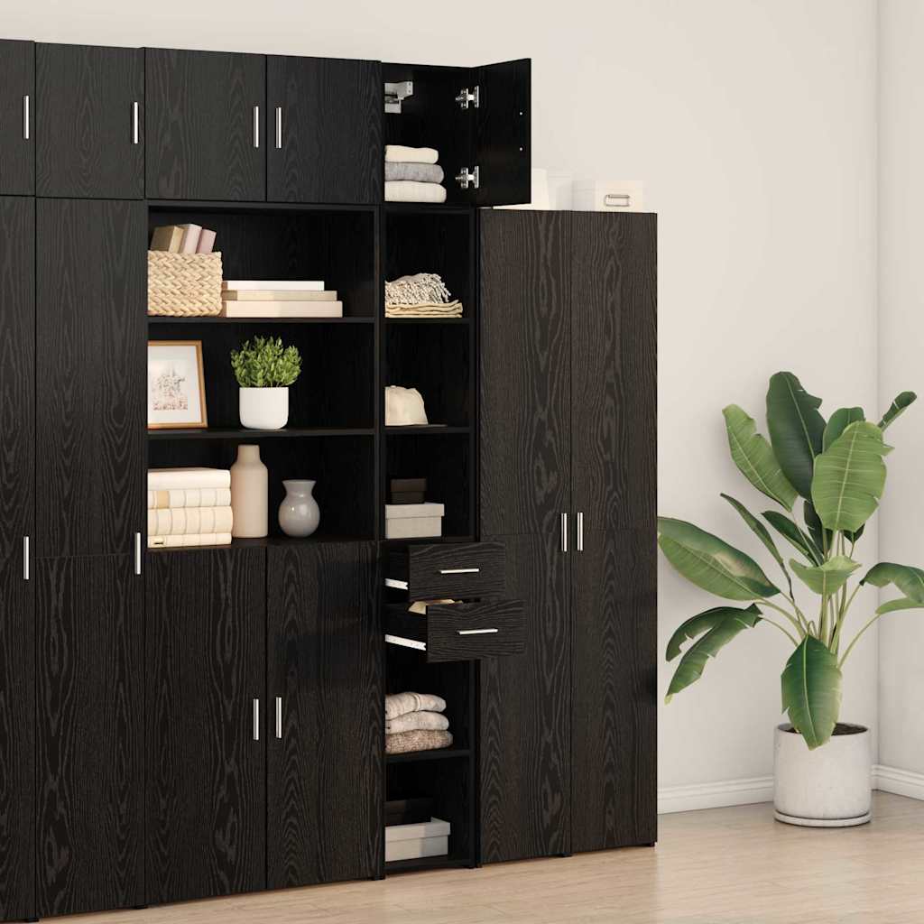 Opbevaringsskab 2 stk. Sort eg 30 x 42,5 x 225 cm