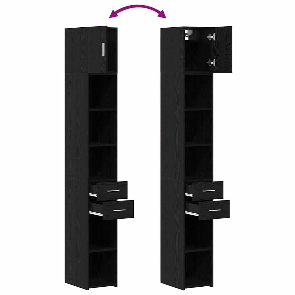 Opbevaringsskab 2 stk. Sort eg 30 x 42,5 x 225 cm