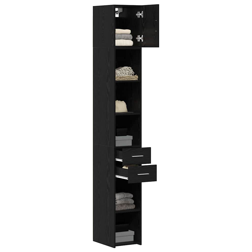 Opbevaringsskab 2 stk. Sort eg 30 x 42,5 x 225 cm