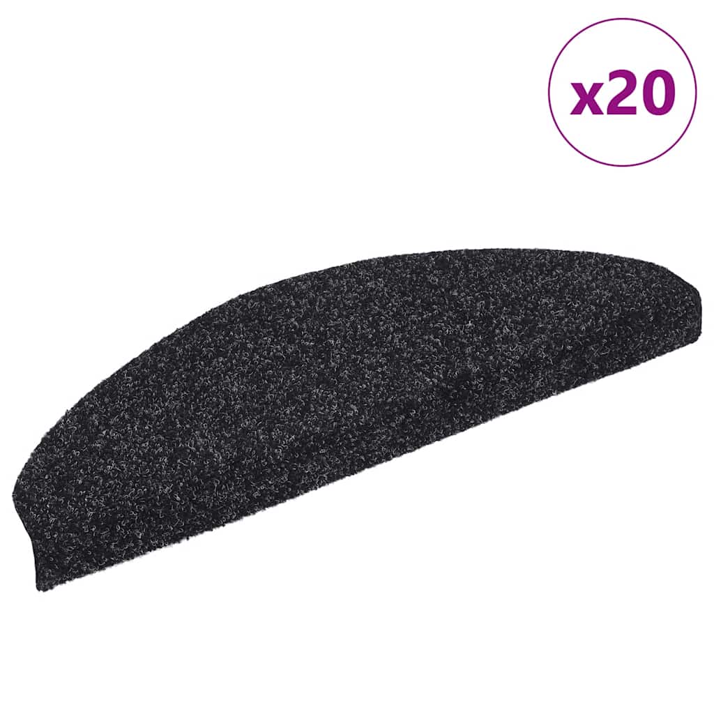 trappemåtter selvklæbende 20 stk. 65x21x4 cm sorte halvrunde store