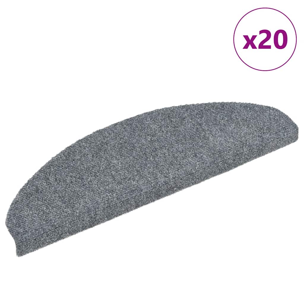 trappemåtter selvklæbende 20 stk. 65x21x4 cm lysegrå halvrunde store