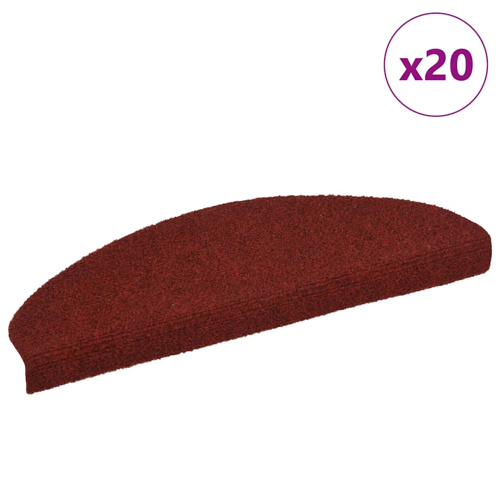 trappemåtter selvklæbende 20 stk. 65x21x4 cm bordeauxrød halvrunde store