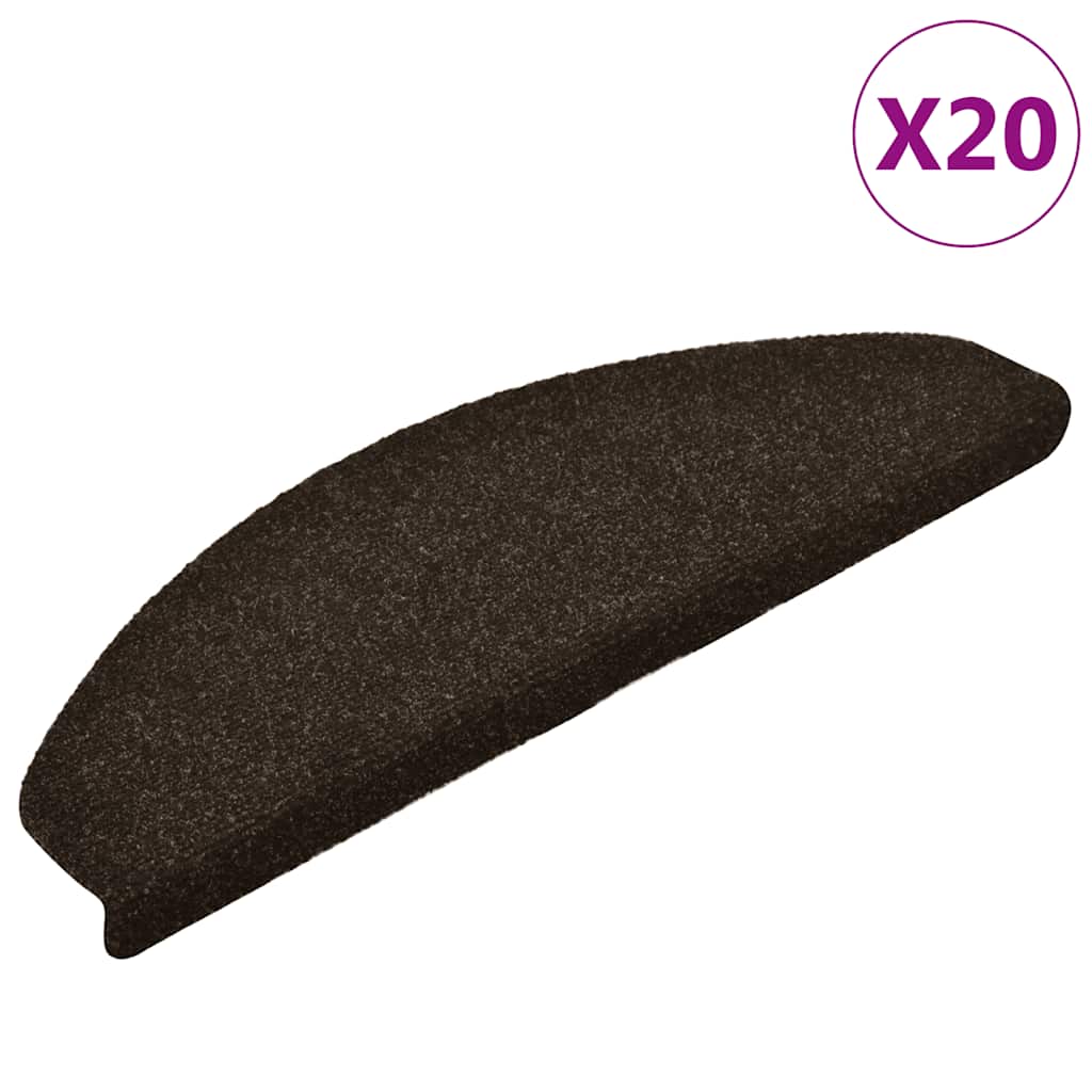 trappemåtter selvklæbende 20 stk. 65x21x4 cm mørkebrune halvrunde store