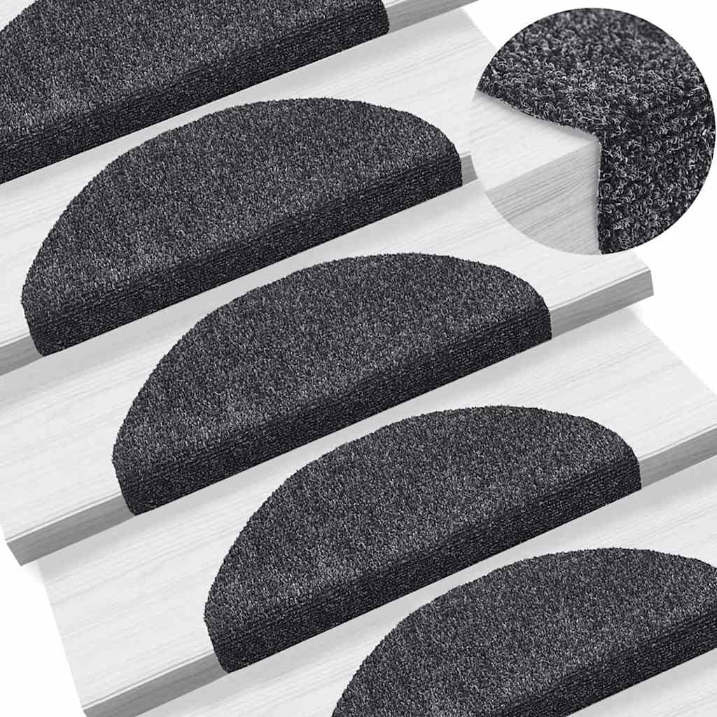 trappemåtter selvklæbende 30 stk. 65x21x4 cm mørkegrå halvrunde store