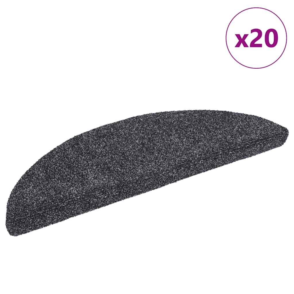 trappemåtter selvklæbende 20 stk. 56x17x3 cm mørkegrå halvrunde