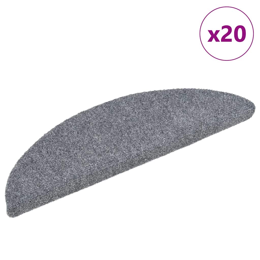 trappemåtter selvklæbende 20 stk. 56x17x3 cm lysegrå halvrunde