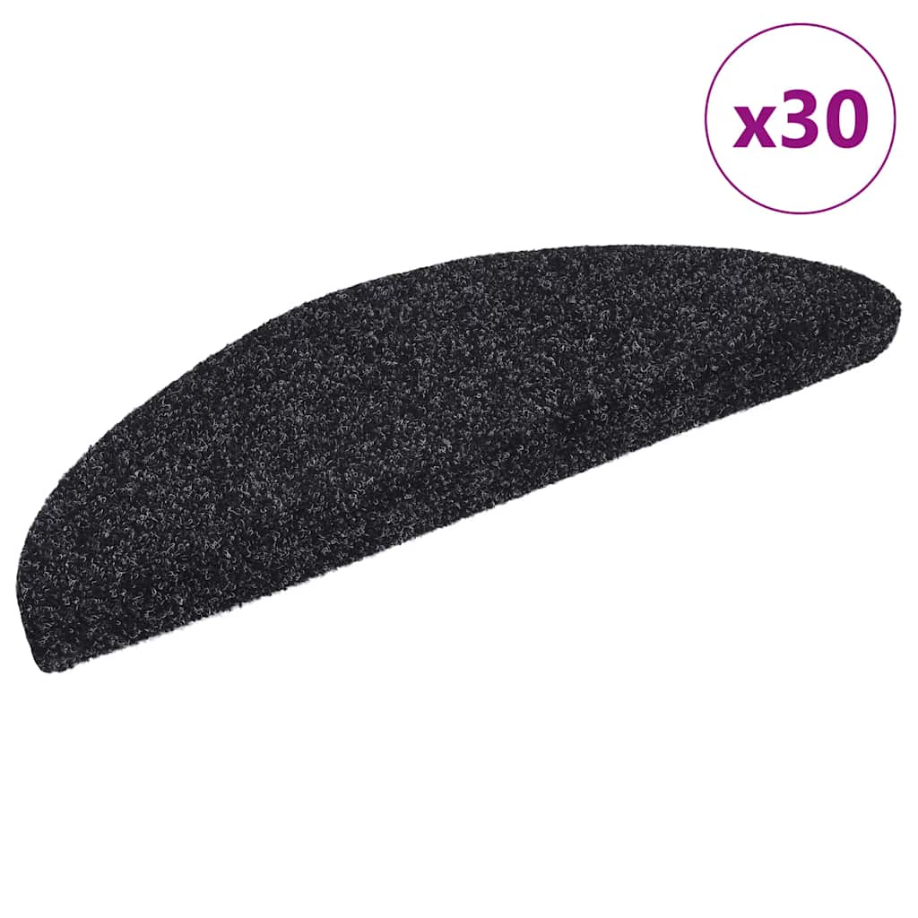 trappemåtter selvklæbende 30 stk. 56x17x3 cm sorte halvrunde