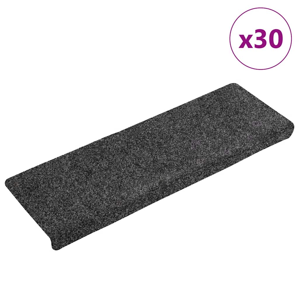 trappemåtter selvklæbende 30 stk. 65x21x4 cm mørkegrå rektangulær kant