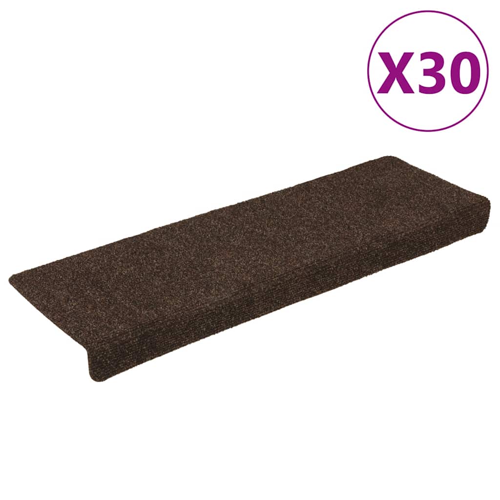trappemåtter selvklæbende 30 stk. 65x21x4 cm brun rektangulær kant
