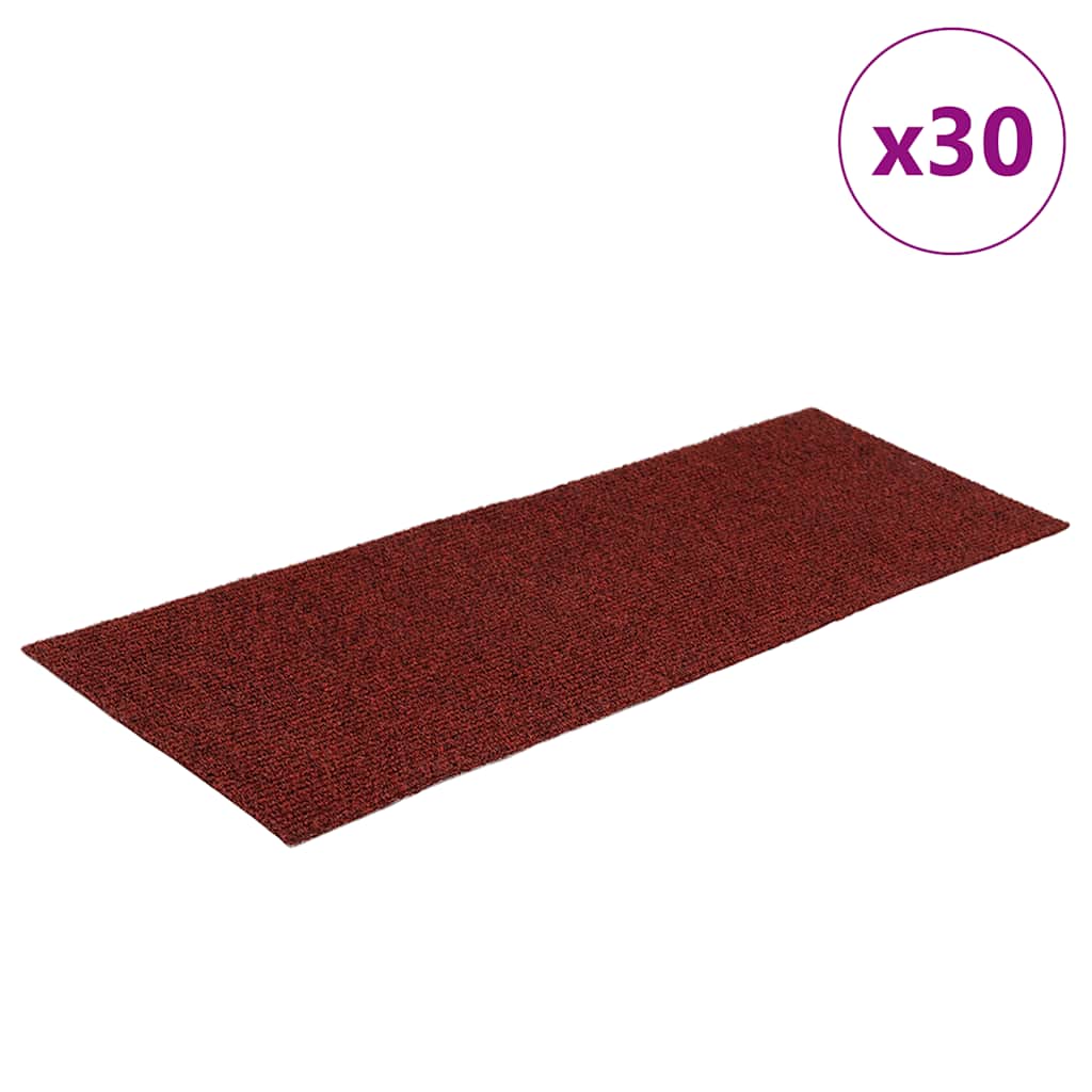 trappemåtter selvklæbende 30 stk. 60x25 cm bordeauxrød rektangulære