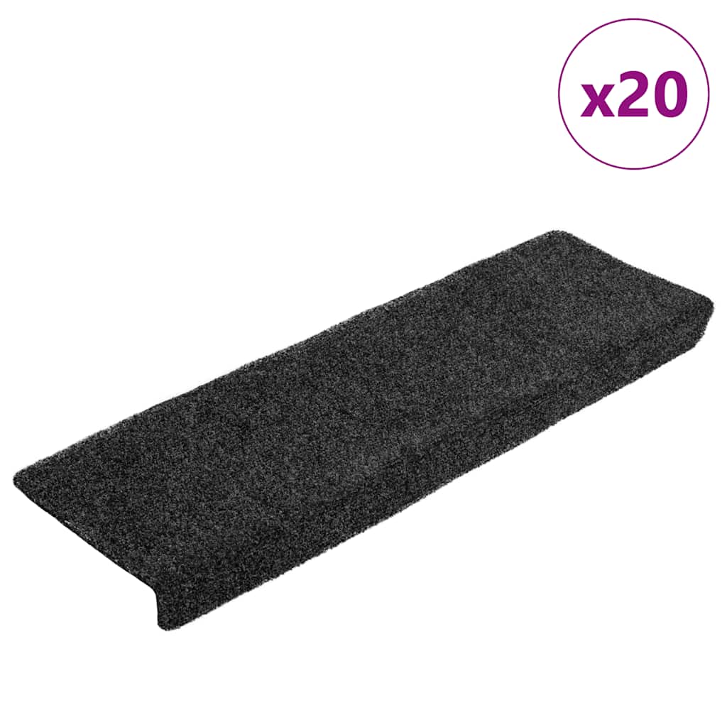 trappemåtter selvklæbende 20 stk. 65x21x4 cm mørkegrå rektangulær kant