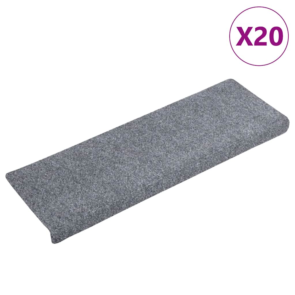 trappemåtter selvklæbende 20 stk. 65x21x4 cm lysegrå rektangulær kant