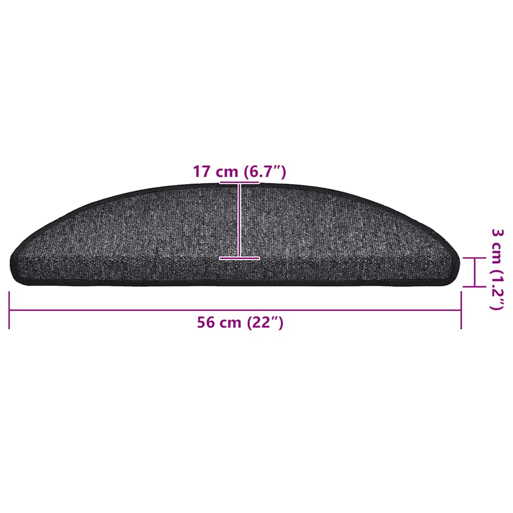 trappemåtter 30 stk. 56x17x3 cm antracit halvrund