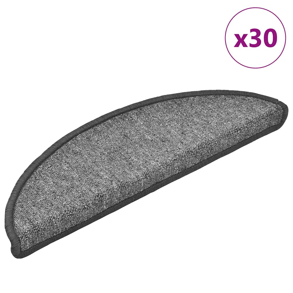 trappemåtter 30 stk. 56x17x3 cm mørkegrå halvrunde