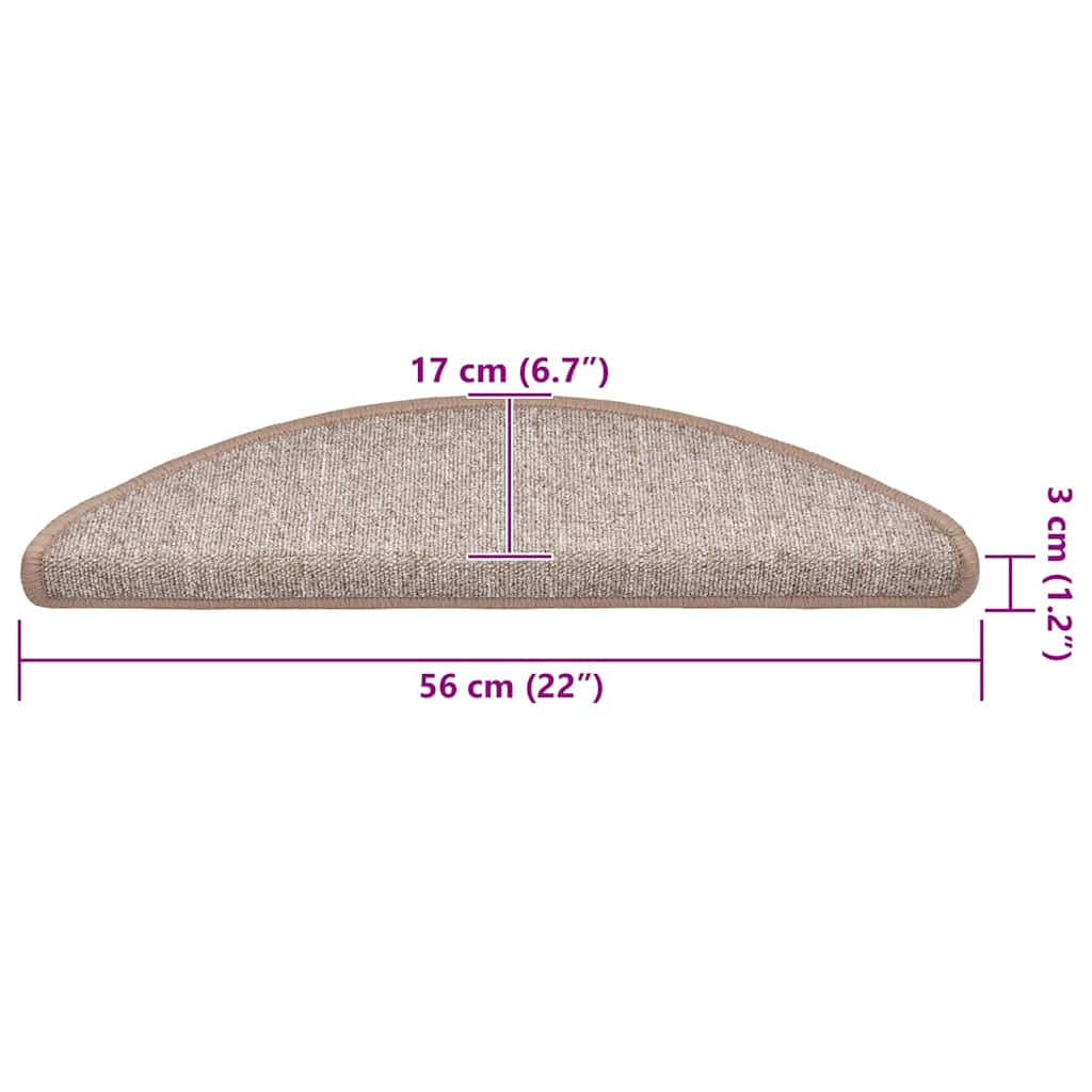 trappemåtter 30 stk. 56x17x3 cm lysebrune halvrunde