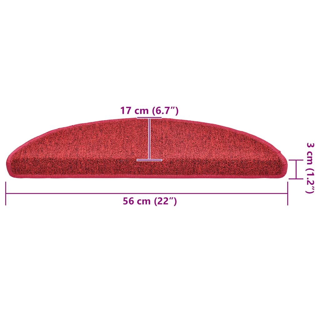 trappemåtter 30 stk. 56x17x3 cm rød halvrund