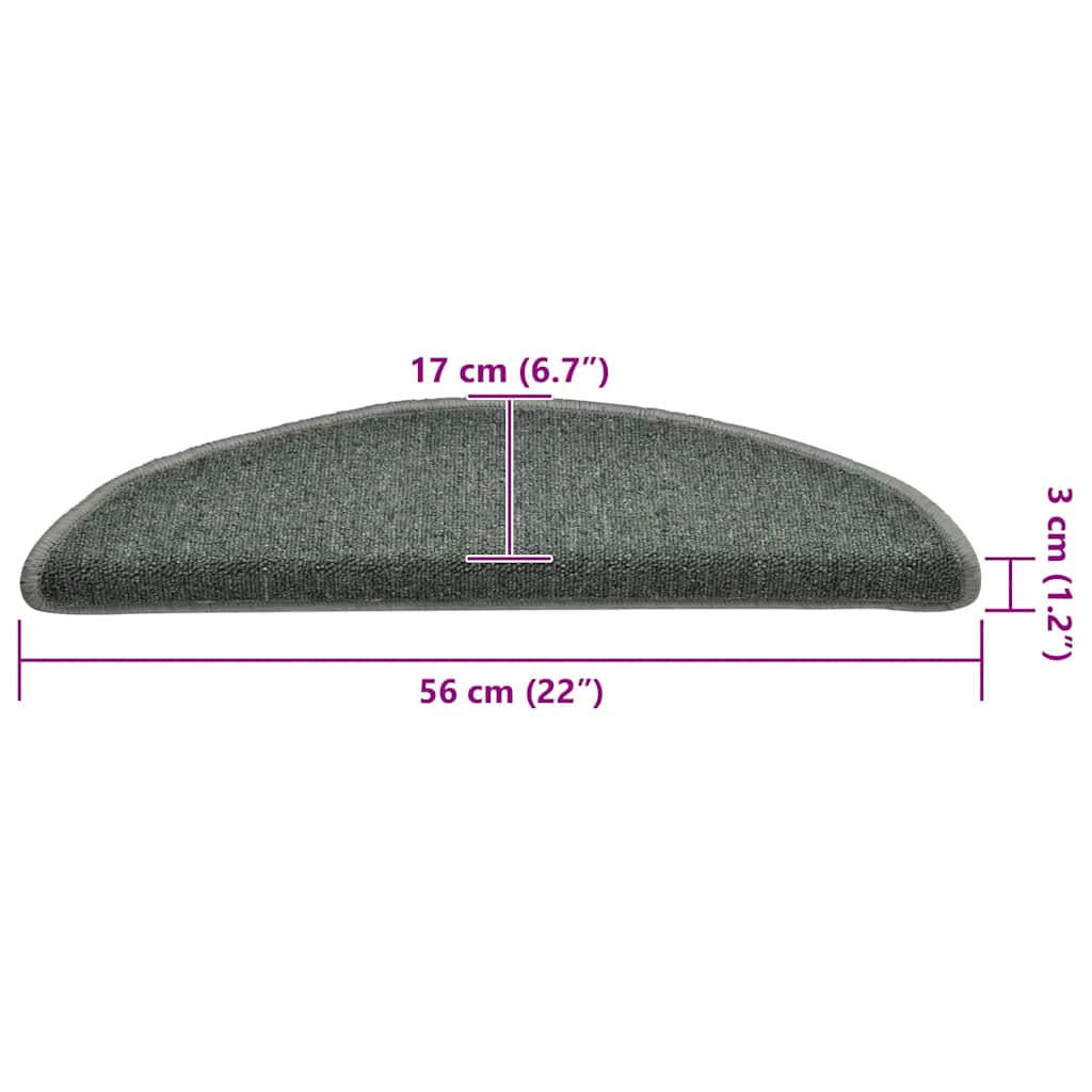 trappemåtter 30 stk. 56x17x3 cm mørkegrønne halvrunde