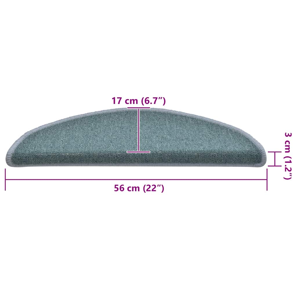 trappemåtter 30 stk. 56x17x3 cm havblå halvrunde