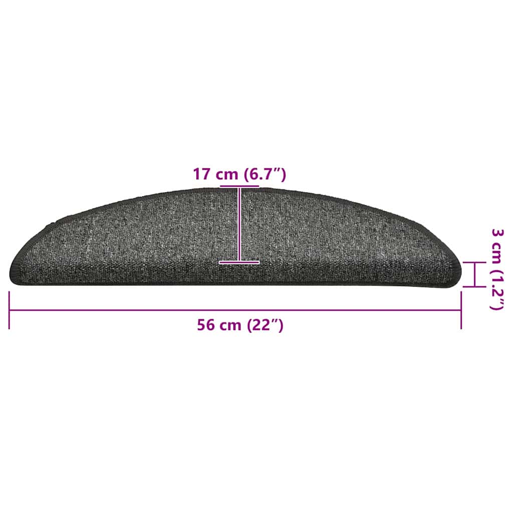 trappemåtter 30 stk. 56x17x3 cm mørkegrå halvrunde