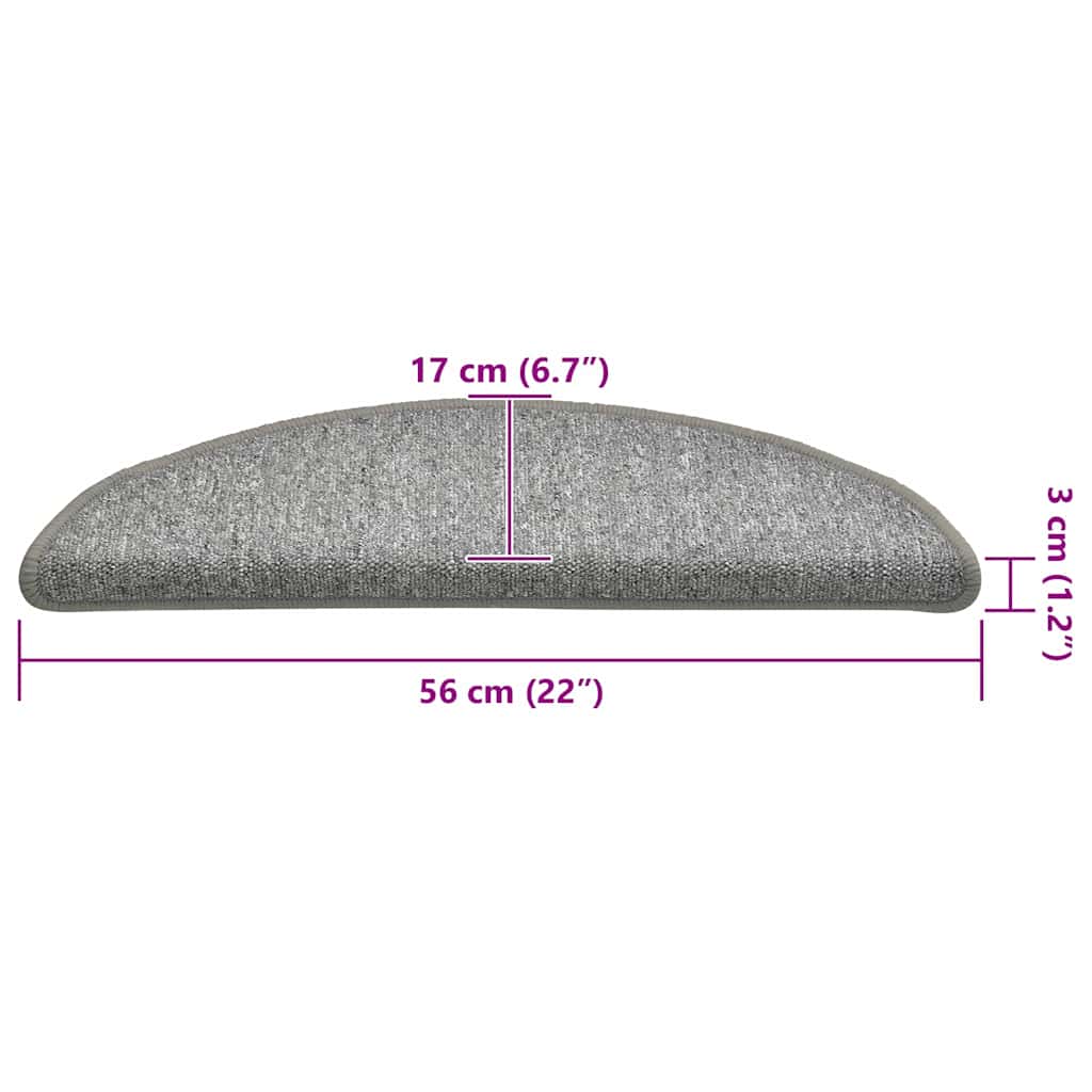 trappemåtter 30 stk. 56x17x3 cm lysegrå halvrunde