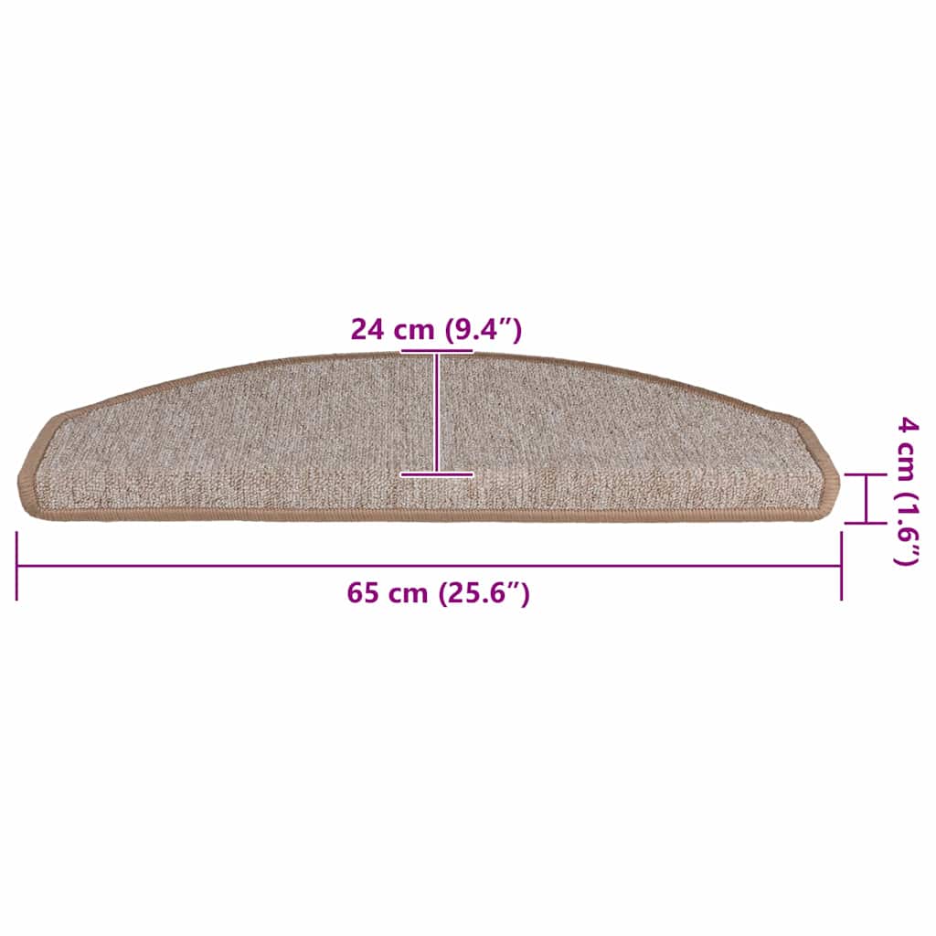 trappemåtter 30 stk. 65 x 24 x 4 cm lysebrune halvrunde store