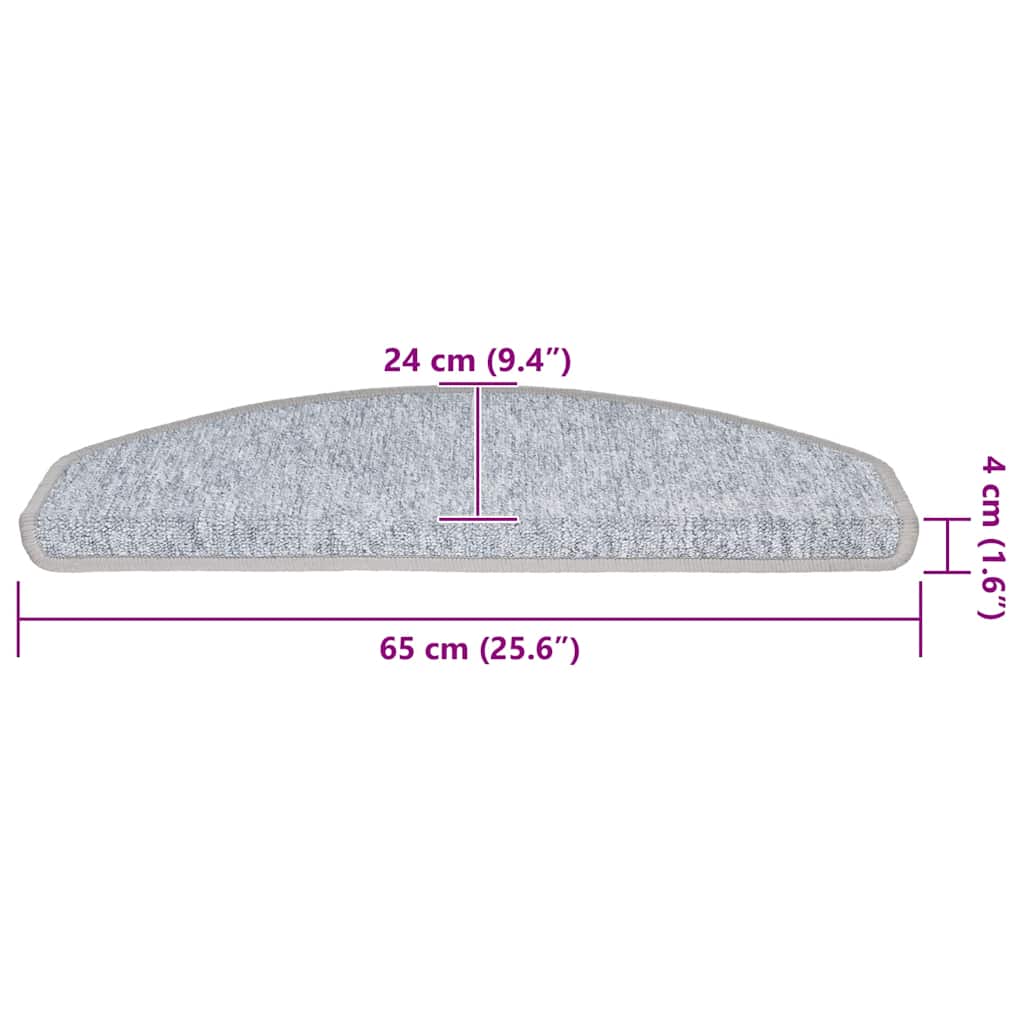 trappemåtter 30 stk. 65 x 24 x 4 cm lysegrå halvrunde store
