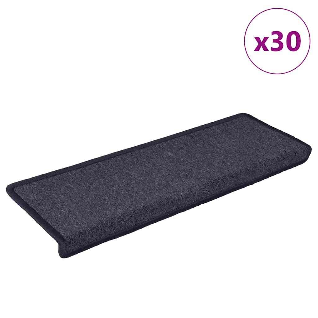 trappemåtter 30 stk. 65 x 21 x 4 cm mørkegrå og blå rektangulær kant