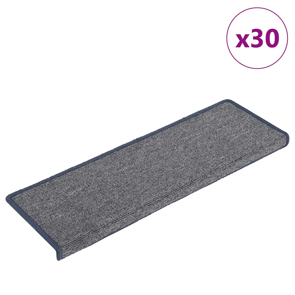 trappemåtter 30 stk. 65 x 21 x 4 cm lysegrå og blå rektangulær kant