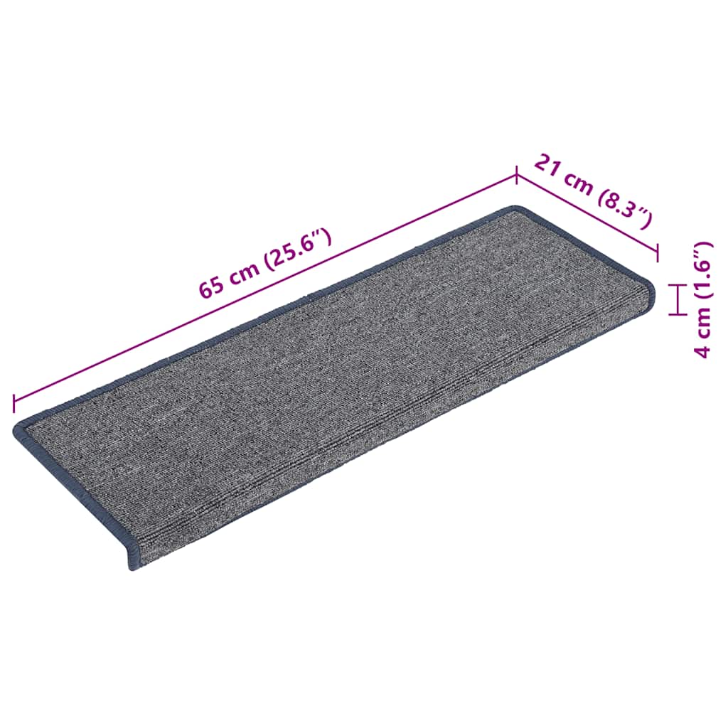 trappemåtter 30 stk. 65 x 21 x 4 cm lysegrå og blå rektangulær kant