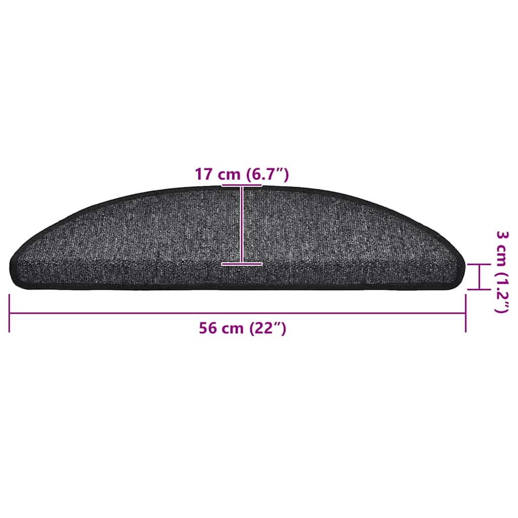 trappemåtter 20 stk. 56x17x3 cm antracit halvrund