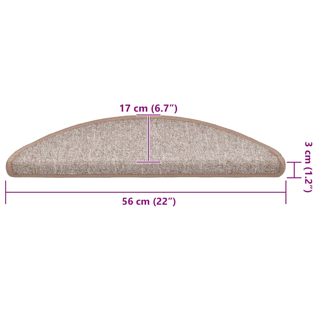 trappemåtter 20 stk. 56x17x3 cm lysebrune halvrunde