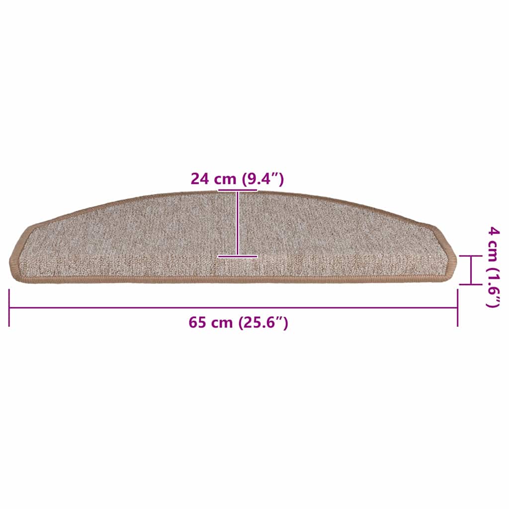 trappemåtter 20 stk. 65 x 24 x 4 cm lysebrune halvrunde store