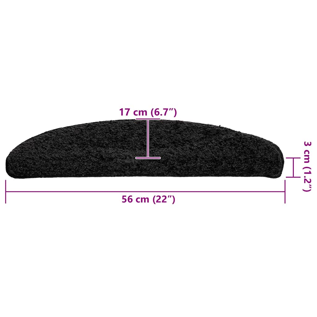 trappemåtter 30 stk. 56x17x3 cm sorte halvrunde