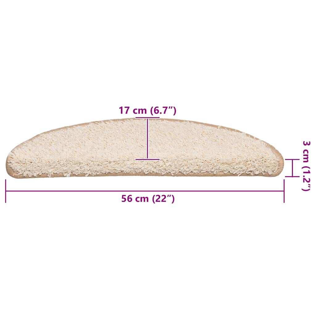 trappemåtter 30 stk. 56x17x3 cm cremefarvede halvrund