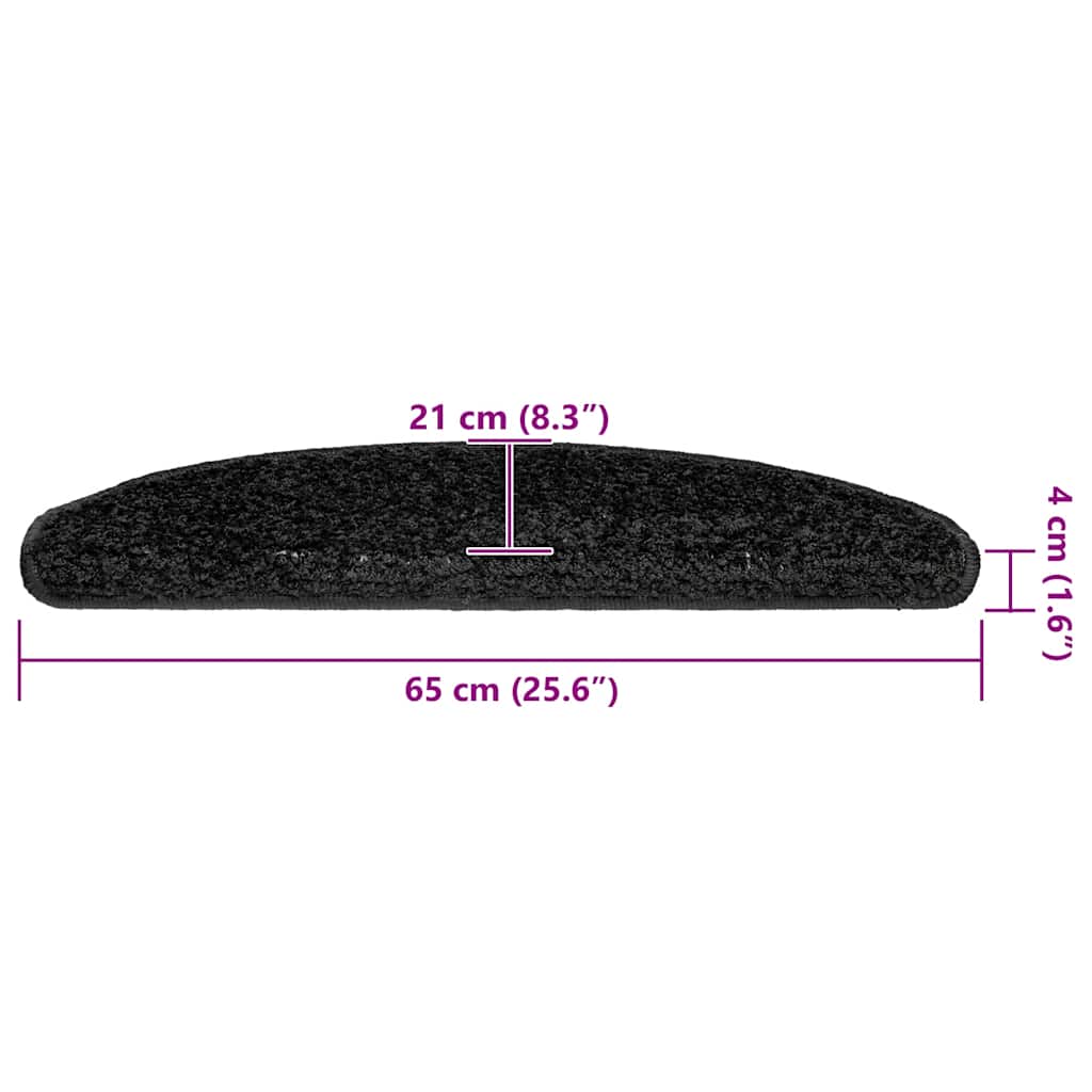 trappemåtter 30 stk. 65x21x4 cm sorte halvrunde store