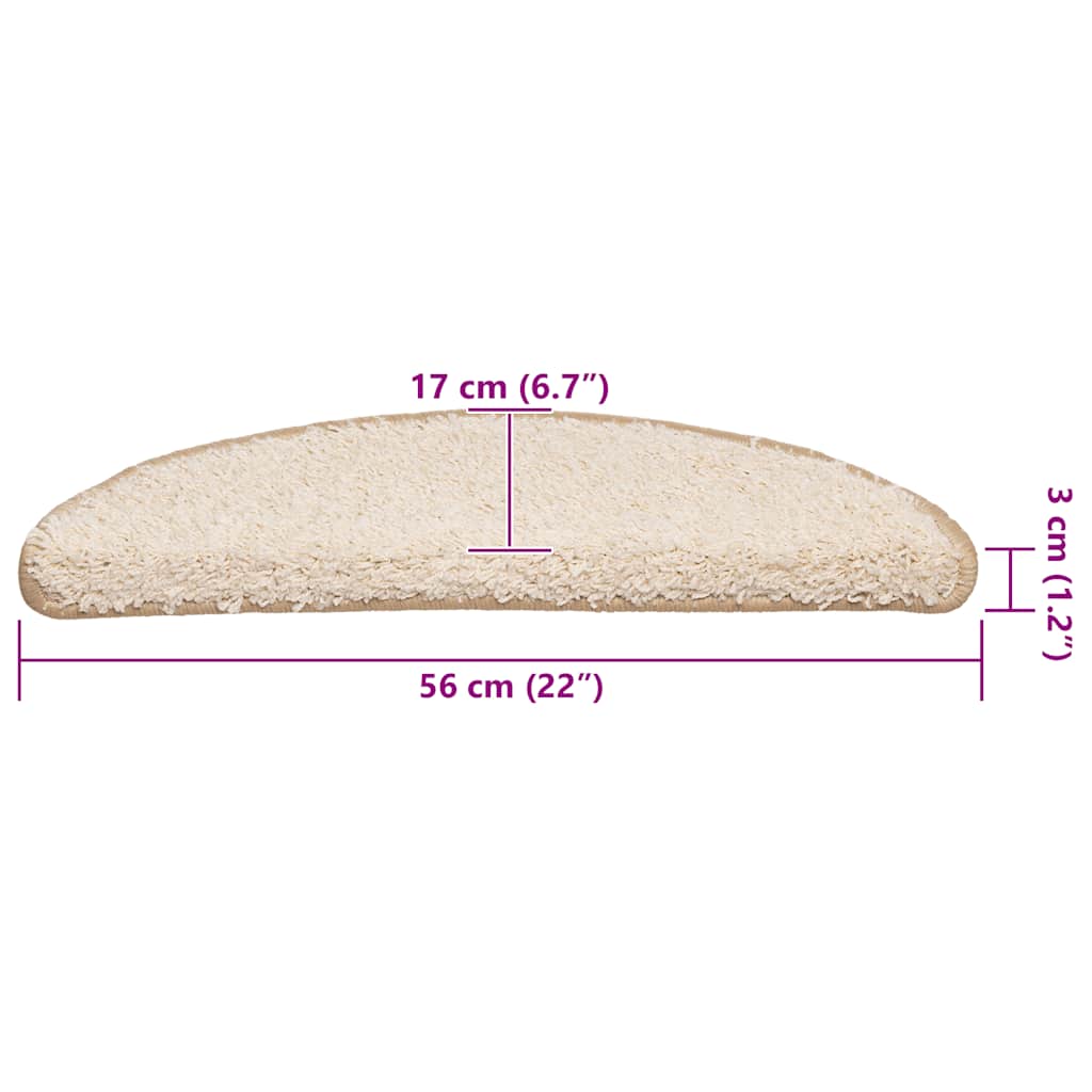 trappemåtter 20 stk. 56x17x3 cm cremefarvede halvrund