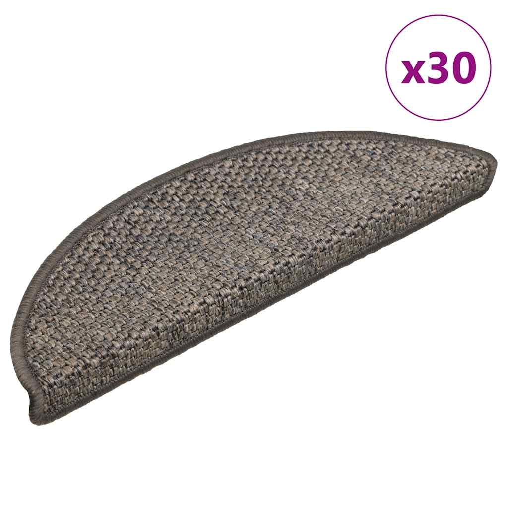 selvklæbende trappemåtter 30stk. 56x17x3cm sisal-look grå-beige