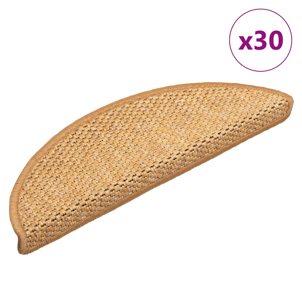 selvklæbende trappemåtter 30 stk. 56x17x3 cm sisal-look sisal