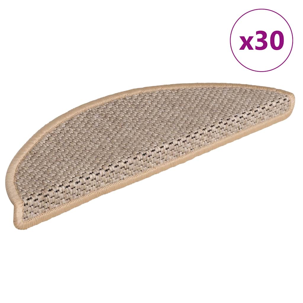selvklæbende trappemåtter 30stk. 56x17x3cm sisal-look lys beige