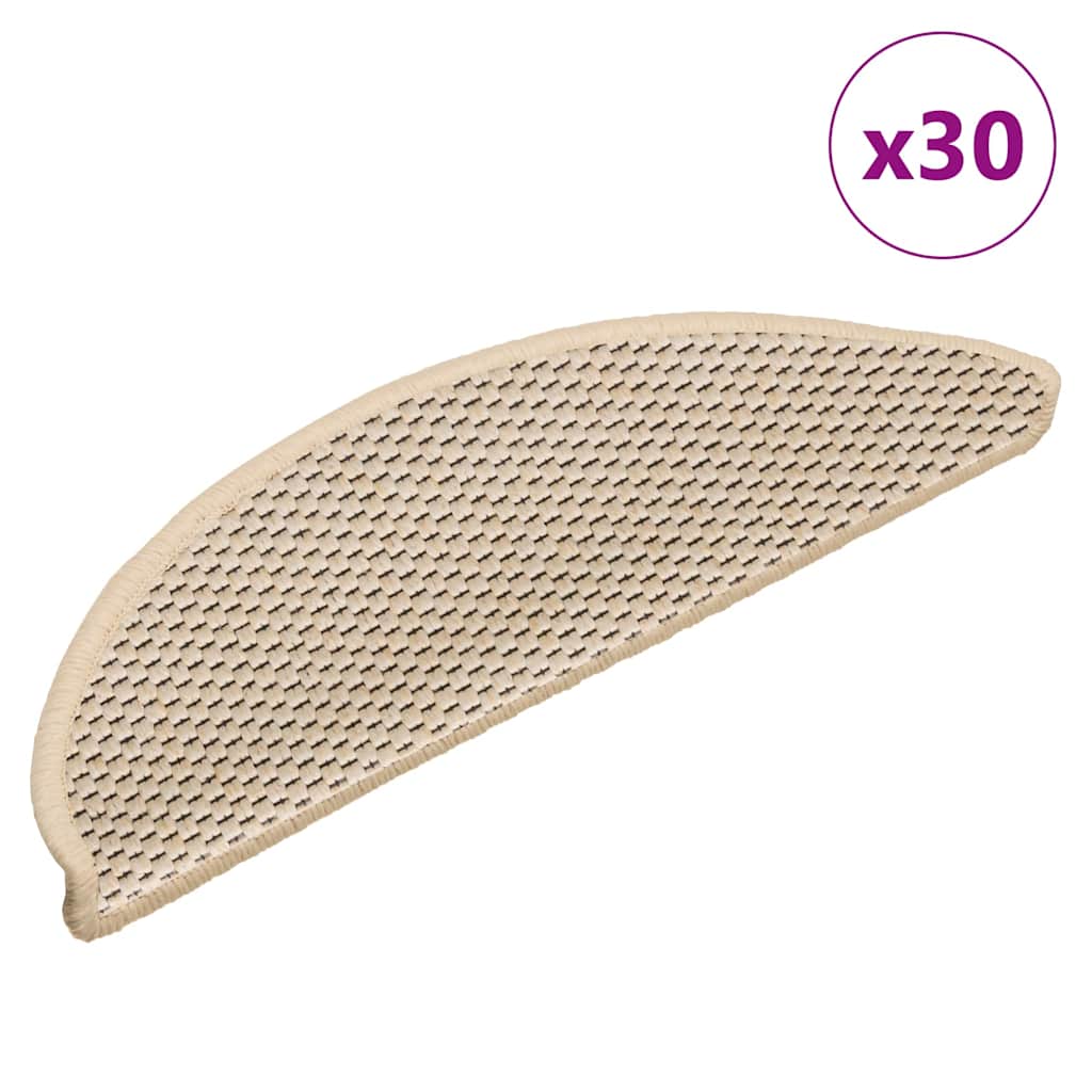 selvklæbende trappemåtter 30 stk. 56x17x3 cm sisal-look creme