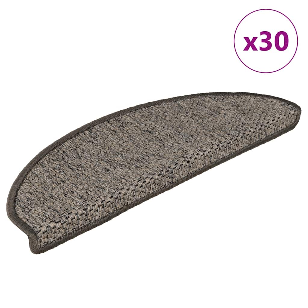 selvklæbende trappemåtter 30stk. 65x21x4cm sisal-look grå-beige