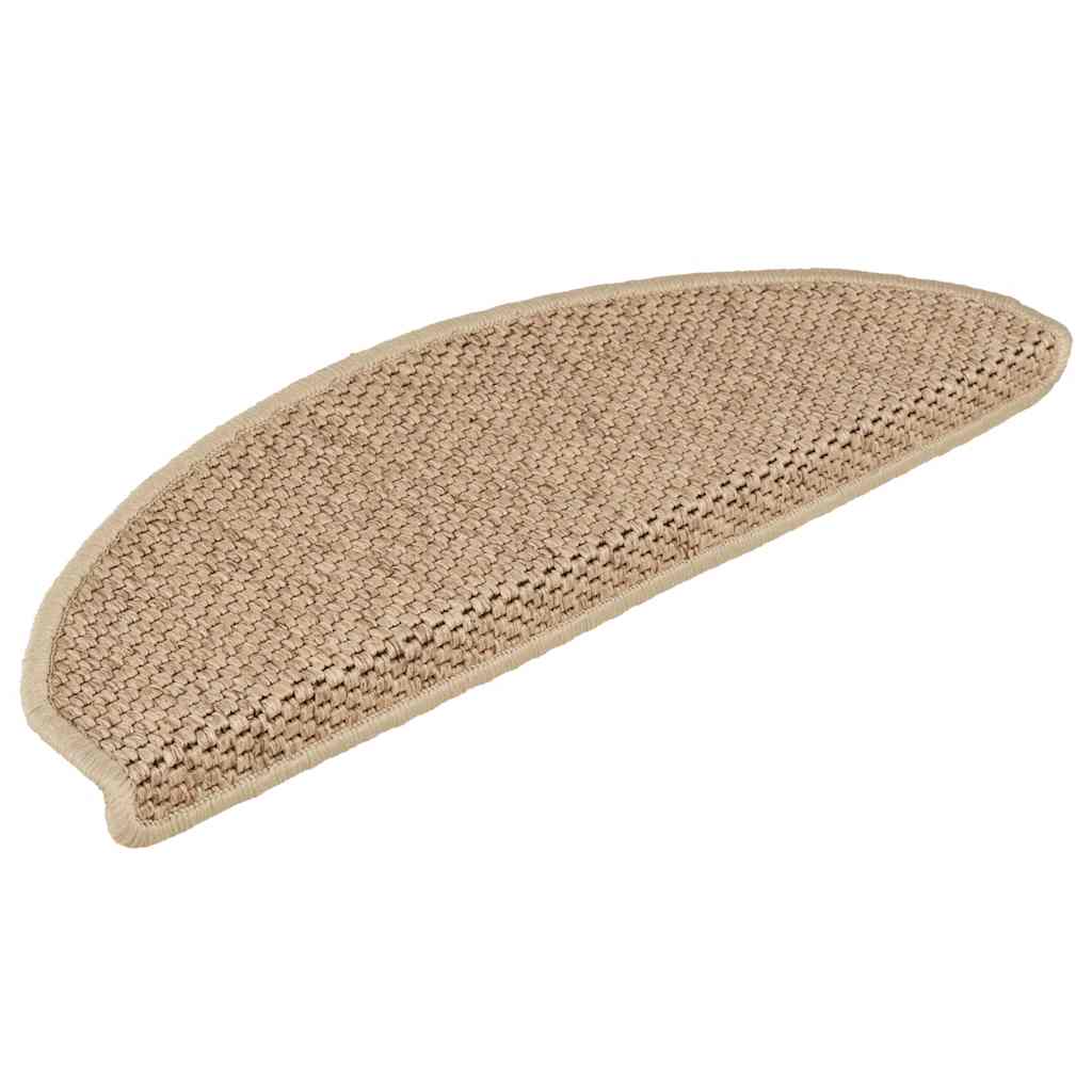 selvklæbende trappemåtter 30stk. 65x21x4cm sisal-look sandfarve