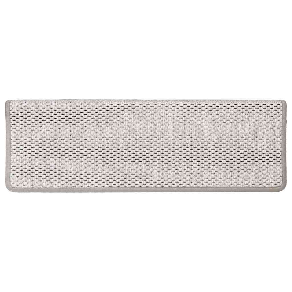 selvklæbende trappemåtter 30 stk. 65x21x4 cm sisal-look platina