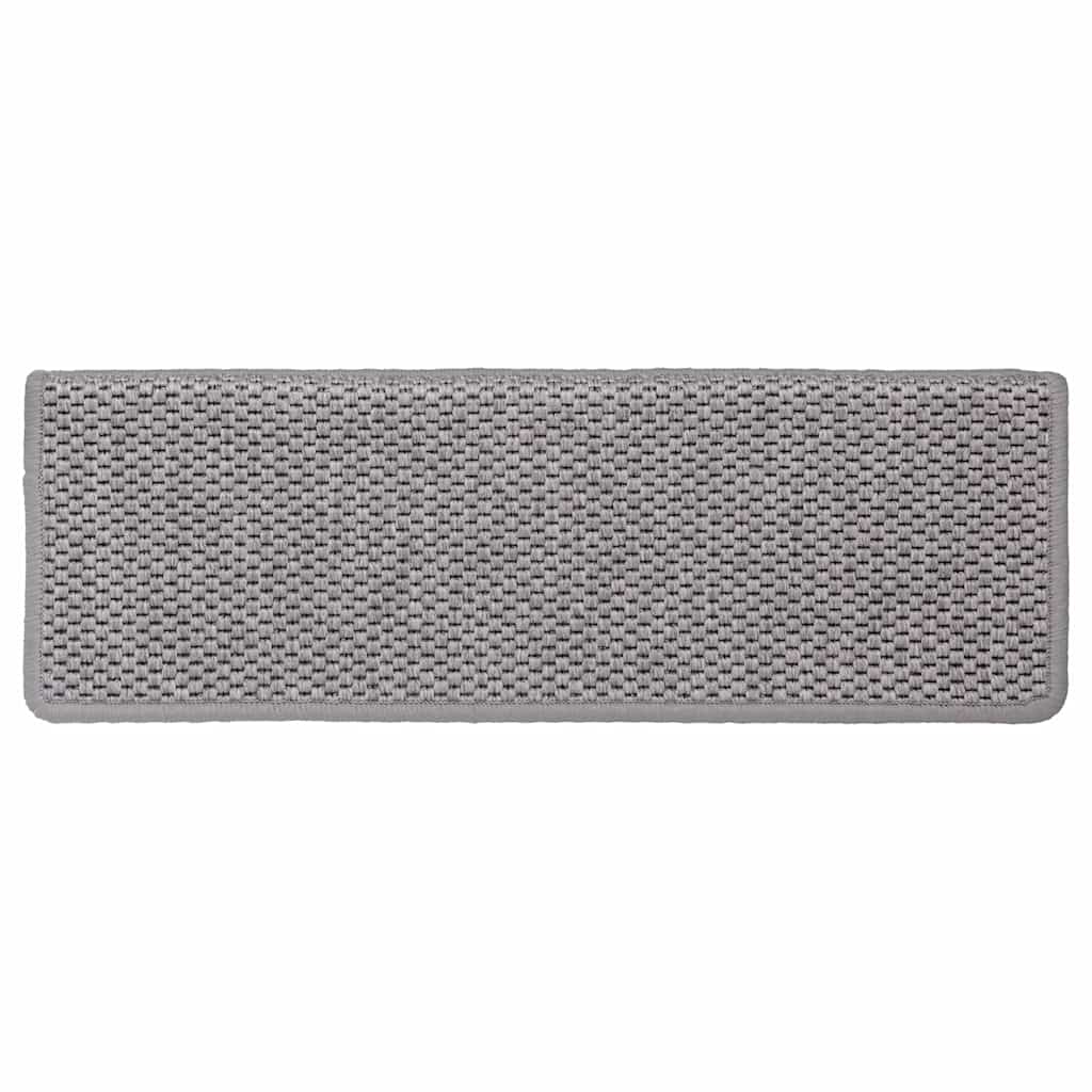 selvklæbende trappemåtter 30 stk. 65x21x4 cm sisal-look sølv
