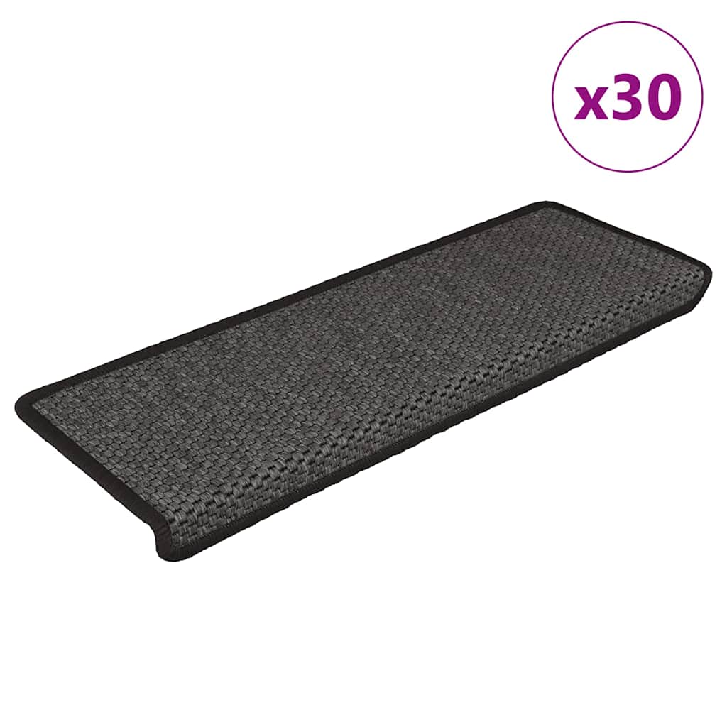 selvklæbende trappemåtter 30 stk. 65x21x4cm sisal-look antracit