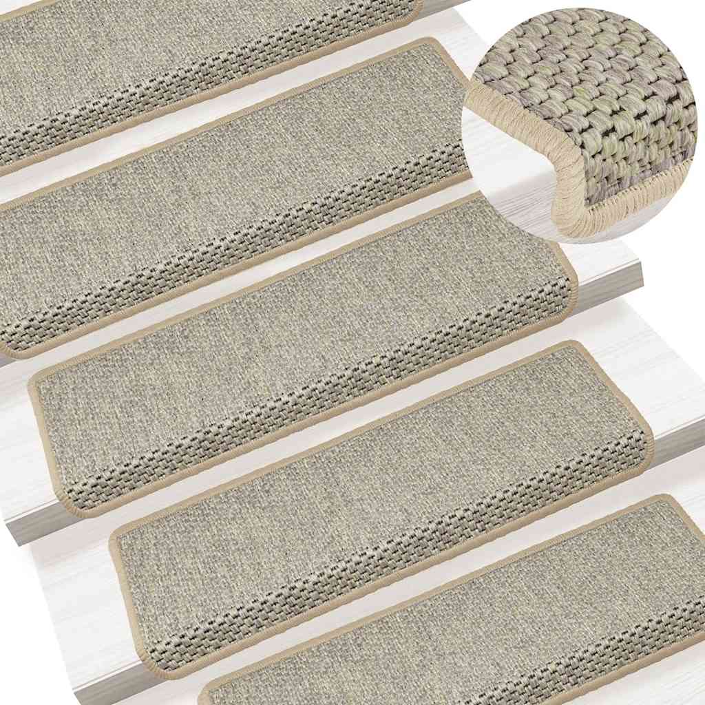 selvklæbende trappemåtter 30 stk. 65x21x4 cm sisal-look lysegrøn