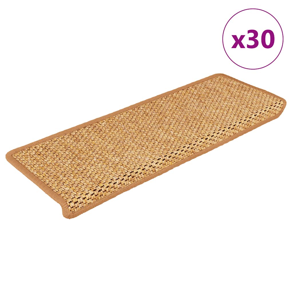selvklæbende trappemåtter 30 stk. 65x21x4 cm sisal-look sisal